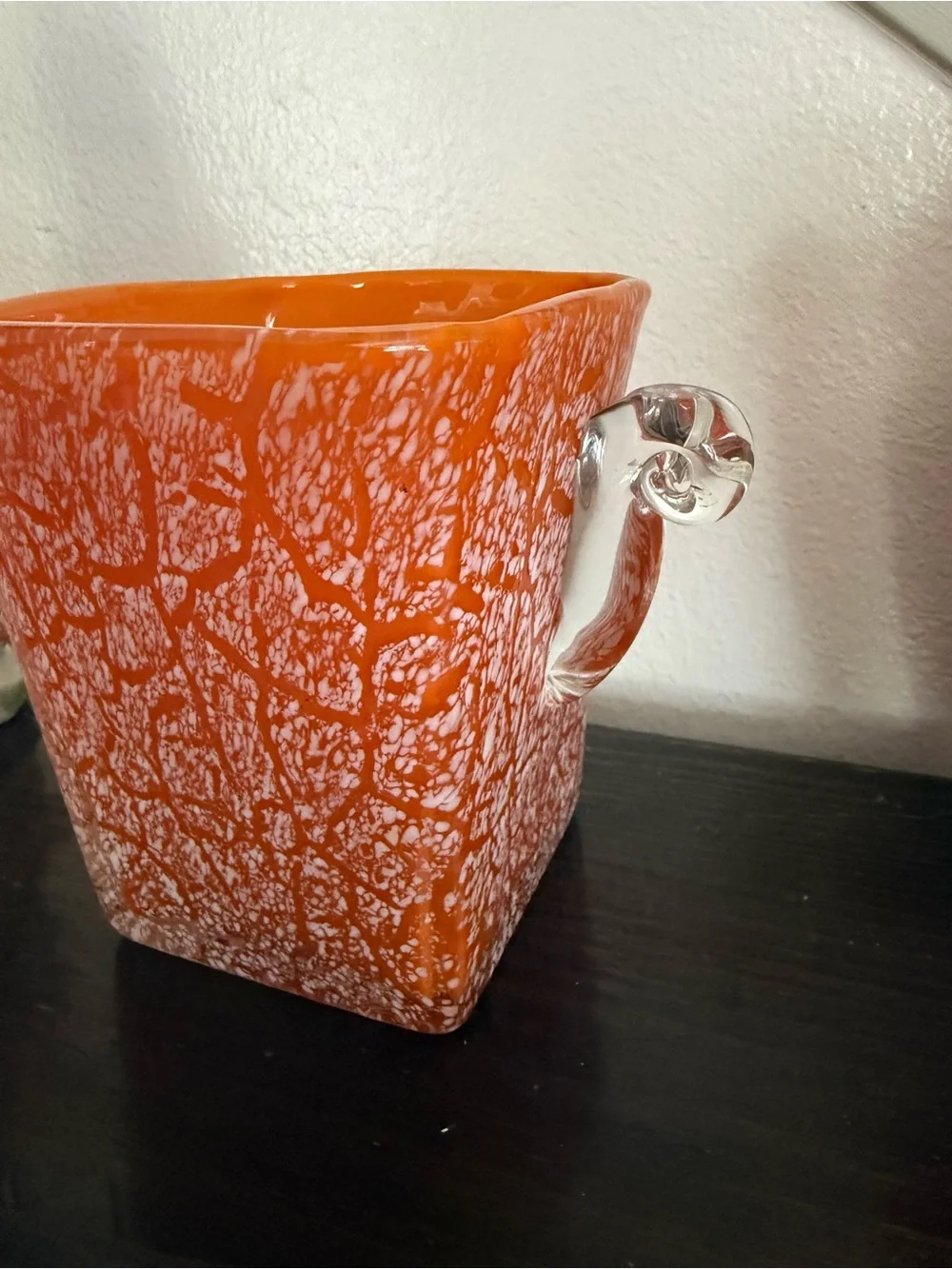 Orange Art Glass Decorative Vase
